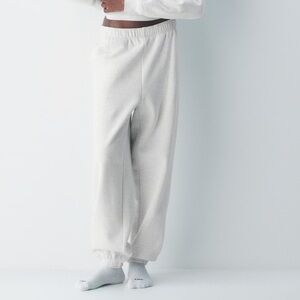 TNA Cozy Sweatfleece Mega Jogger- Heather Cloud White
